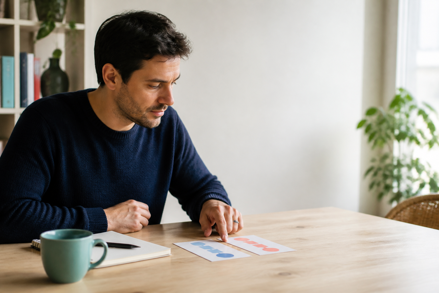 Professionnel comparant différentes pistes de carrière